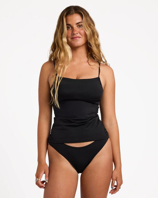 Image of Swimwear. Product name - Billabong Womens Sol Searcher D/Dd Tankini 2 Bikini Top Black Pebble in Black Pebble colour by brand - Billabong