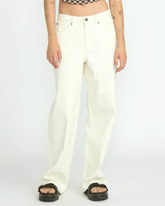 Image of Jeans. Productname: Volcom - Womens Stoned Bf Hirise Denim Pants - Star White - in Star White colour by brand - Volcom