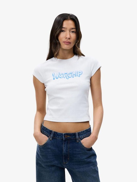 Image of Hats. Productname: Worship Flubba Cap Sleeve Tee in WHITE colour by brand - Worship