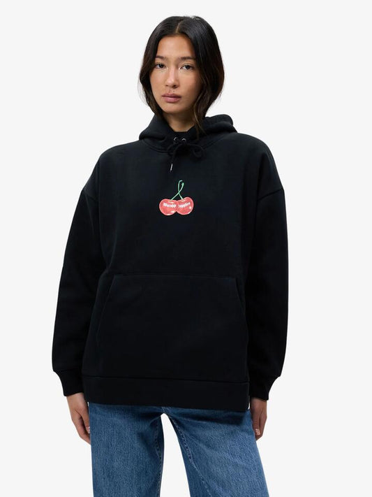 Image of a model wearing Outerwear. Productname: Worship Cherio Box Fit Hood in BLACK colour by brand - Worship