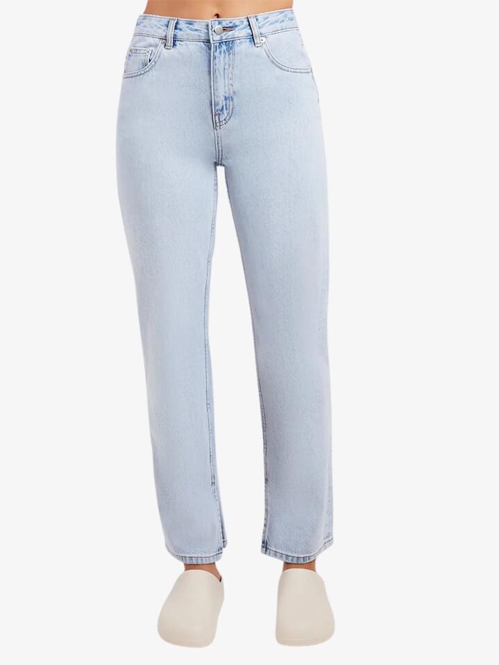 Image of a model wearing Denim. Productname: Nude Lucy Organic Split Hem Jean in Clear Blue colour by brand - Nude Lucy