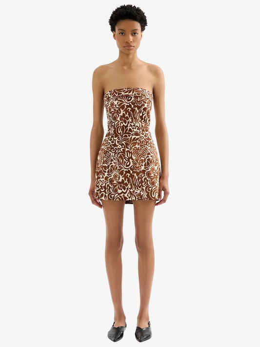 Image of a model wearing Dress. Productname: Nude Lucy Florense Mini Dress in Florense colour by brand - Nude Lucy