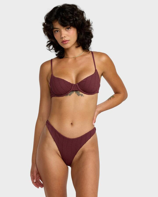 Image of Swimwear. Productname: RVCA Womens Chevy Gro Bikini Bottom Redwood - in Redwood colour by brand - RVCA
