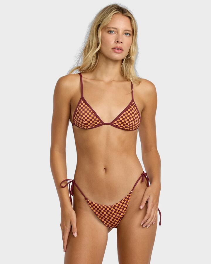 Image of Swimwear. Product name - RVCA Womens Reverb Tie Side Bikini Bottom Ochre in Ochre colour by brand - RVCA