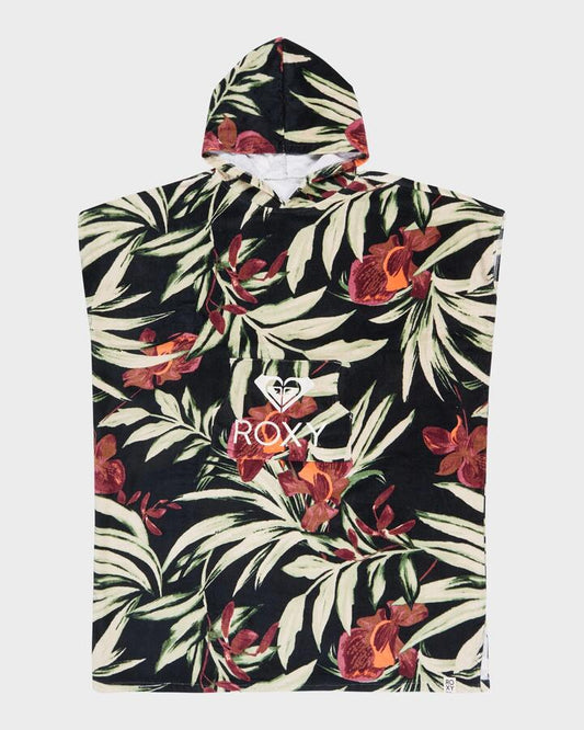 Image of Accessories. Productname: Roxy Womens Stay Magical Hooded Towel Anthracite Wind Swept Floral - in Anthracite Wind Swept Floral colour by brand - Roxy