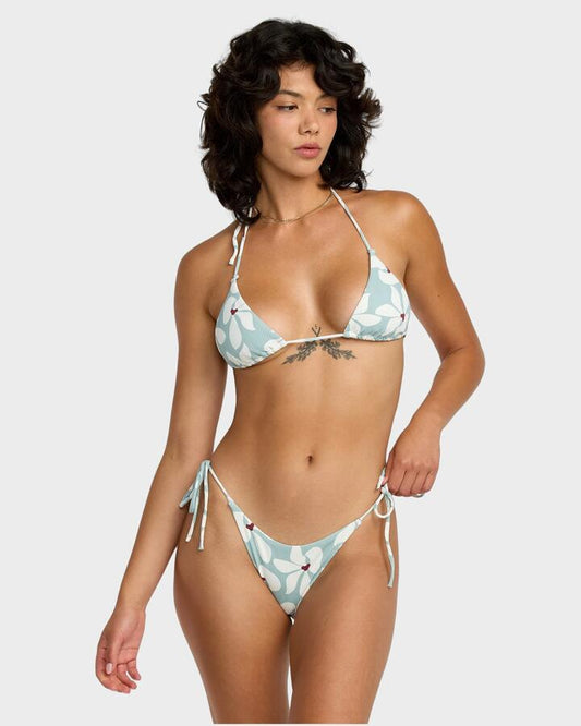Image of Swimwear. Productname: RVCA Womens Good Thing Coming Knotted Tri Bikini Top Mist Blue - in Mist Blue colour by brand - RVCA