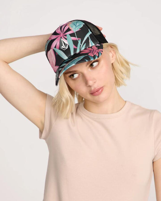 Image of Hats. Productname: Volcom Womens Into Paradise Trucker Cap Reef Pink - in Reef Pink colour by brand - Volcom