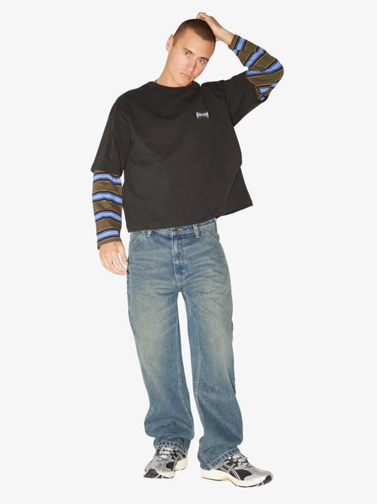 Image of a model wearing Denim. Productname: Abrand A5 Baggy Erik in Tint Dark Blue colour by brand - Abrand