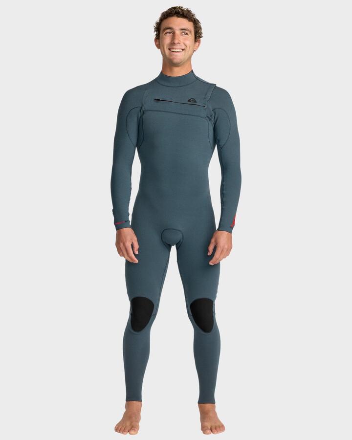Image of Accessories. Product name - Quiksilver Mens 3/2Mm Highline Chest Zip Wetsuit Black in Black colour by brand - Quiksilver