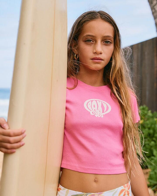 Image of T-Shirts. Productname: Roxy Girls 4-16 Baby One More Time T-Shirt Pink Cosmos - in Pink Cosmos colour by brand - Roxy