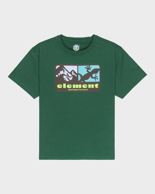 Image of a model wearing Tops. Productname: Element Boys 8-16 Memory T-Shirt Dark Green - in Dark Green colour by brand - Element