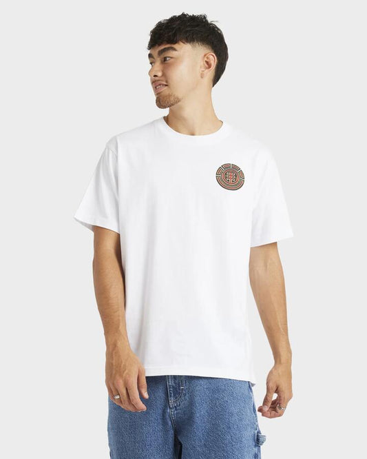 Image of a model wearing Tops. Productname: Element Mens Snake T-Shirt Optic White - in Optic White colour by brand - Element