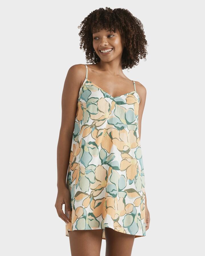 Image of Dresses. Product name - Billabong Womens So Chill Mini Dress White Print in White Print colour by brand - Billabong
