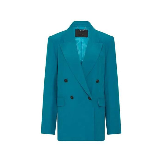 Image of a model wearing Outerwear. Productname: Darcey Blazer in DARK TURQUOISE colour by brand - sass and bide