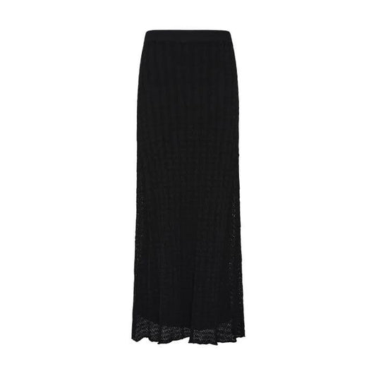 Image of a model wearing Skirts. Productname: Le Femme Knit Skirt in Black colour by brand - sass and bide