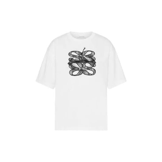 Image of a model wearing Tops. Productname: Laced Lips Tee in BRIGHT WHITE colour by brand - sass and bide