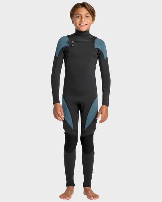 Image of a model wearing Tops. Productname: Quiksilver Boys 8-16 3/2Mm Mercury Chest Zip Wetsuit Orion Blue - in Orion Blue colour by brand - Quiksilver