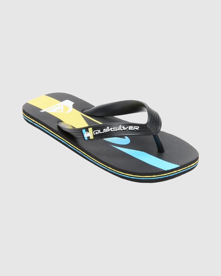 Image of Sandals. Productname: Quiksilver Boys 8-16 Moncata Art Thongs Black/Yellow/Multi - in Black/Yellow/Multi colour by brand - Quiksilver