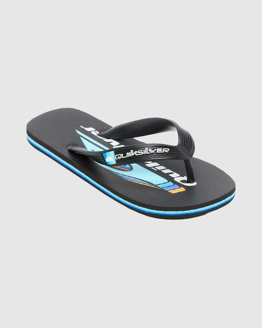Image of Sandals. Productname: Quiksilver Boys 8-16 Moncata Art Thongs Black/Multi/Blue - in Black/Multi/Blue colour by brand - Quiksilver