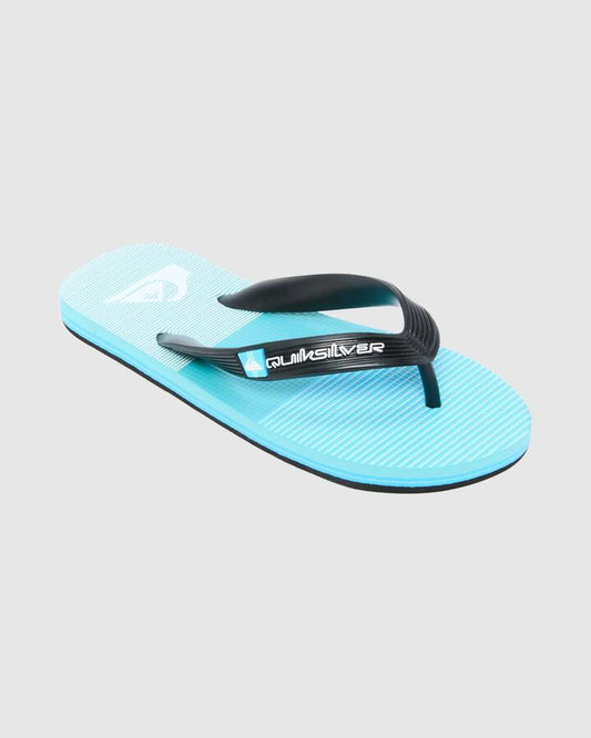 Image of Sandals. Product name - Quiksilver Boys 8-16 Moncata Art Thongs Black/Blue/Blue in Black/Blue/Blue colour by brand - Quiksilver