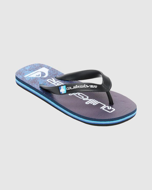 Image of Sandals. Product name - Quiksilver Boys 8-16 Moncata Art Thongs Black/Blue/Grey in Black/Blue/Grey colour by brand - Quiksilver