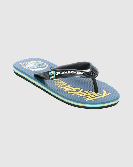 Image of Sandals. Productname: Quiksilver Boys 8-16 Moncata Art Thongs Blue/Multi - in Blue/Multi colour by brand - Quiksilver