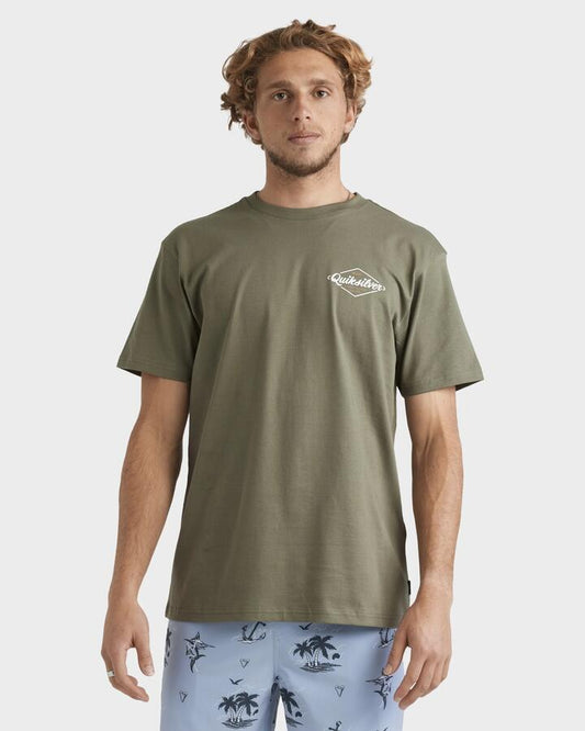 Image of T-Shirts. Productname: Quiksilver Mens Harbour T-Shirt Olive - in Olive colour by brand - Quiksilver