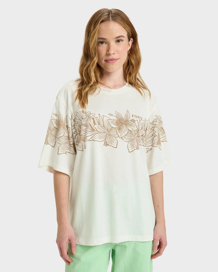 Image of T-Shirts. Product name - Roxy Womens Hangloose Place T-Shirt Egret in Egret colour by brand - Roxy