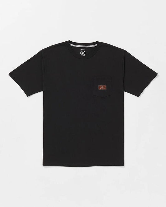 Image of a model wearing Uniforms & Workwear. Product name - Volcom Mens Workwear Certifico T-Shirt Black in Black colour by brand - Volcom