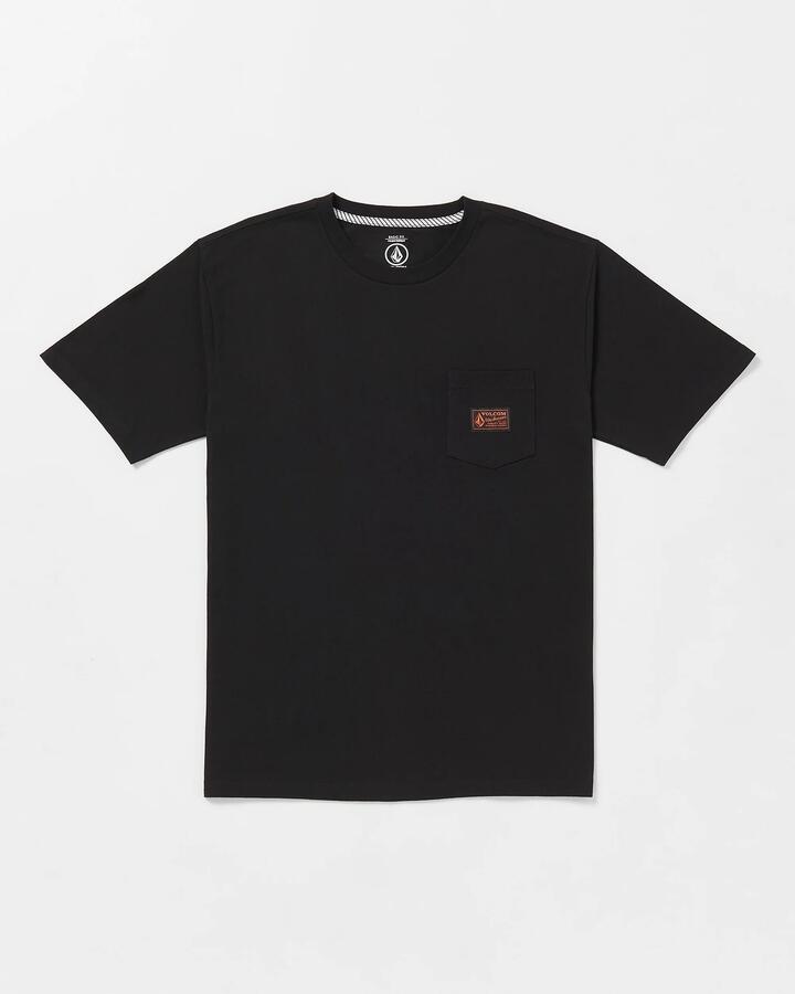 Image of a model wearing Uniforms & Workwear. Product name - Volcom Mens Workwear Certifico T-Shirt Black in Black colour by brand - Volcom