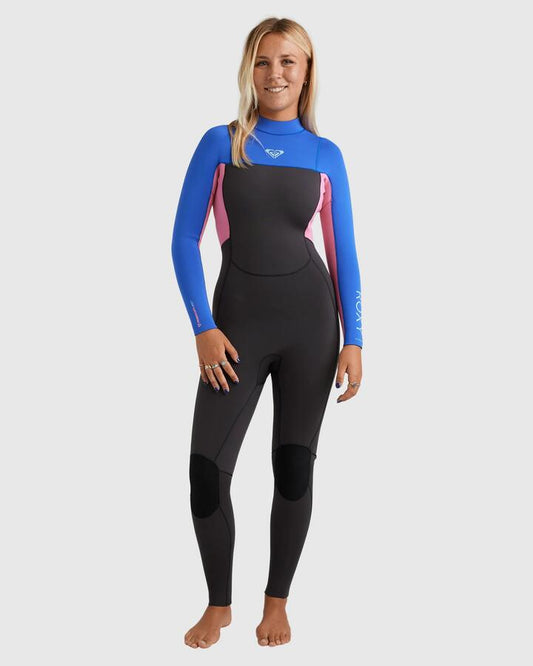 Image of a model wearing Tops. Productname: Roxy - Womens 3/2Mm Prologue Back Zip Fullsuit - Cobalt - in Cobalt colour by brand - Roxy