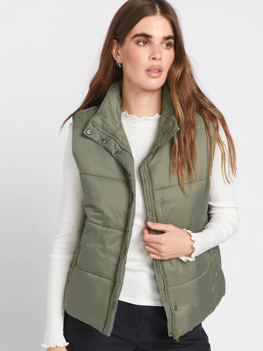 Image of Coats & Jackets. Productname: Volcom - Womens Puff It Vest - Army Green Combo - in Army Green Combo colour by brand - Volcom