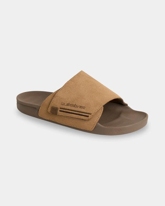 Image of Slippers. Productname: Quiksilver - Mens Sunset Suede Slides - Tan - in Tan colour by brand - Quiksilver