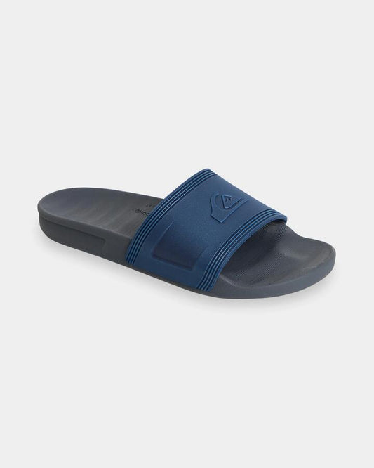 Image of Slippers. Product name - Quiksilver Mens Dockyard Slides Dark Denim in Dark Denim colour by brand - Quiksilver