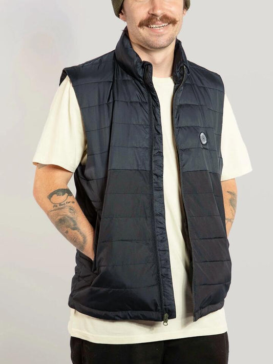 Image of a model wearing Outerwear. Productname: Volcom - Mens Ermont Puffer Jacket - Black - in Black colour by brand - Volcom