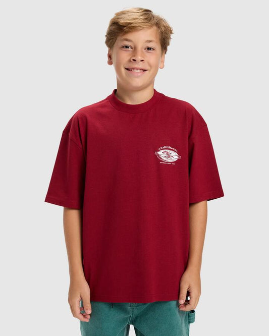 Image of T-Shirts. Product name - Quiksilver Boys 8-16 Mercury Worldwide T-Shirt Biking Red in Biking Red colour by brand - Quiksilver