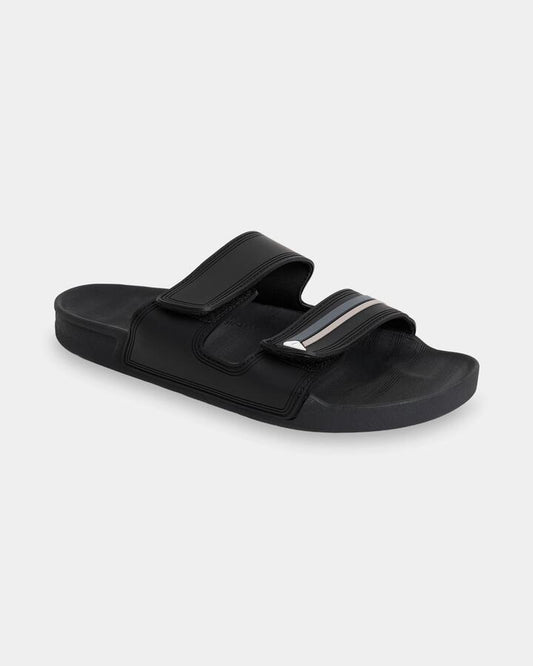 Image of Slippers. Productname: Quiksilver Mens Sunset Slides Black - in Black colour by brand - Quiksilver