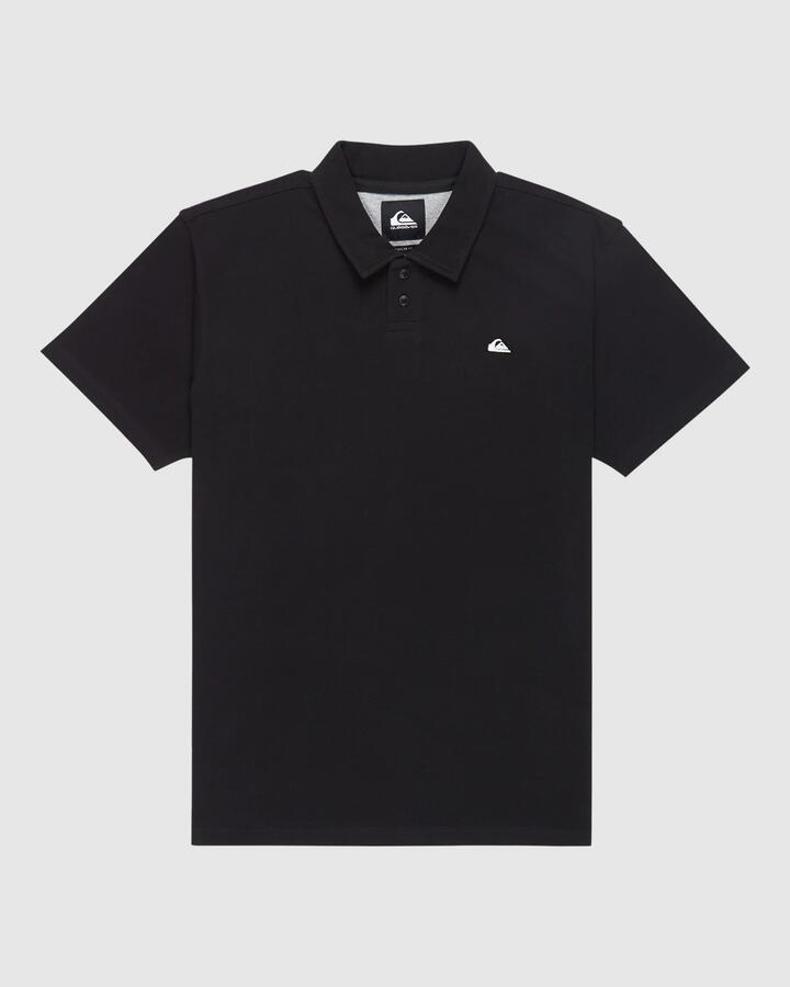 Image of a model wearing Shorts. Productname: Quiksilver - Mens Mw Pique Polo Short Sleeve Shirt - Black - in Black colour by brand - Quiksilver