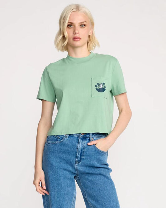 Image of T-Shirts. Productname: Volcom Womens Pocket Dial T-Shirt Sea Green - in Sea Green colour by brand - Volcom