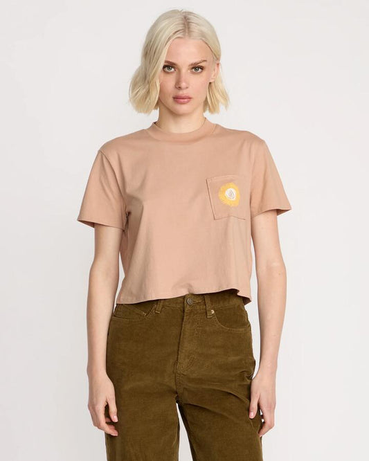 Image of T-Shirts. Product name - Volcom Womens Pocket Dial T-Shirt Wet Sand in Wet Sand colour by brand - Volcom