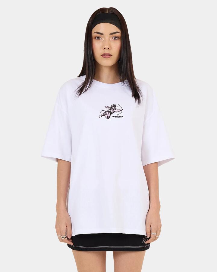 Image of T-Shirts. Product name - Worship Womens Cherub Relaxed Fit T-Shirt White in White colour by brand - Worship