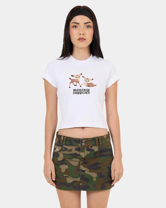 Image of T-Shirts. Product name - Worship Womens Bambino Teeny T-Shirt White in White colour by brand - Worship