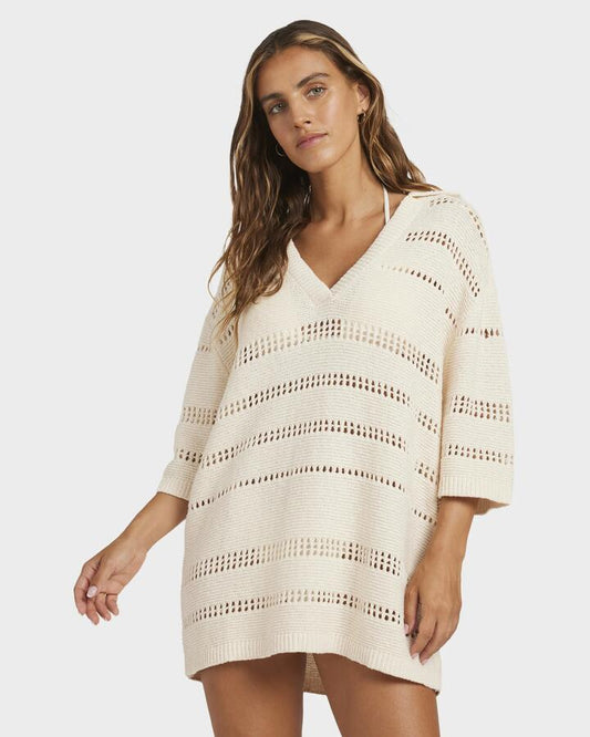 Image of Dresses. Product name - Billabong Womens Crystal Tides Mini Dress White Cap in White Cap colour by brand - Billabong