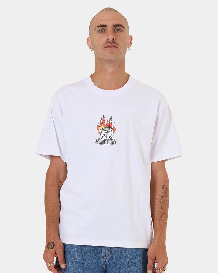 Image of T-Shirts. Product name - Worship Mens Snake Eyes T-Shirt White in White colour by brand - Worship