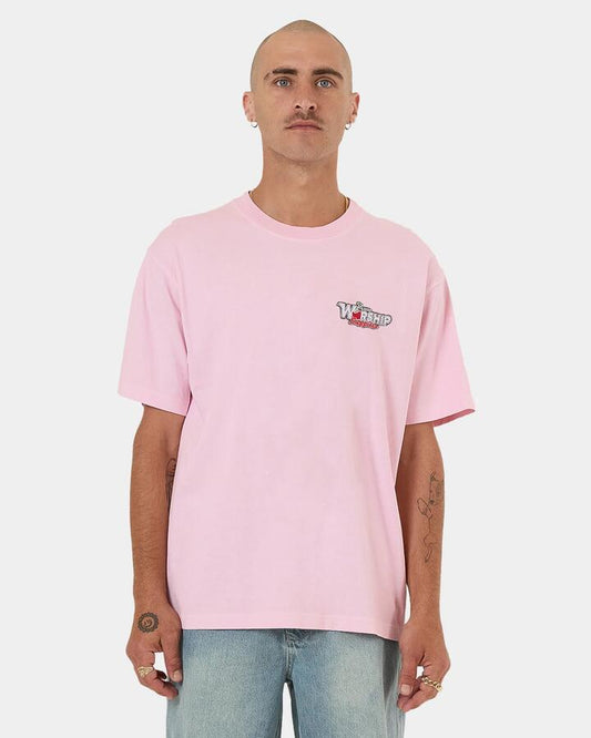 Image of T-Shirts. Productname: Worship Mens Glazed And Confused T-Shirt Pink - in Pink colour by brand - Worship