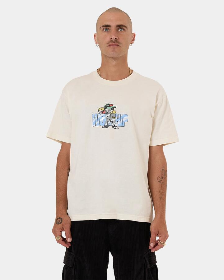 Image of T-Shirts. Product name - Worship Mens Menace T-Shirt Natural in Natural colour by brand - Worship