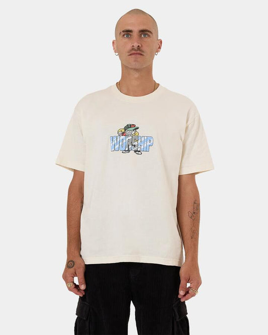 Image of T-Shirts. Product name - Worship Mens Menace T-Shirt Natural in Natural colour by brand - Worship