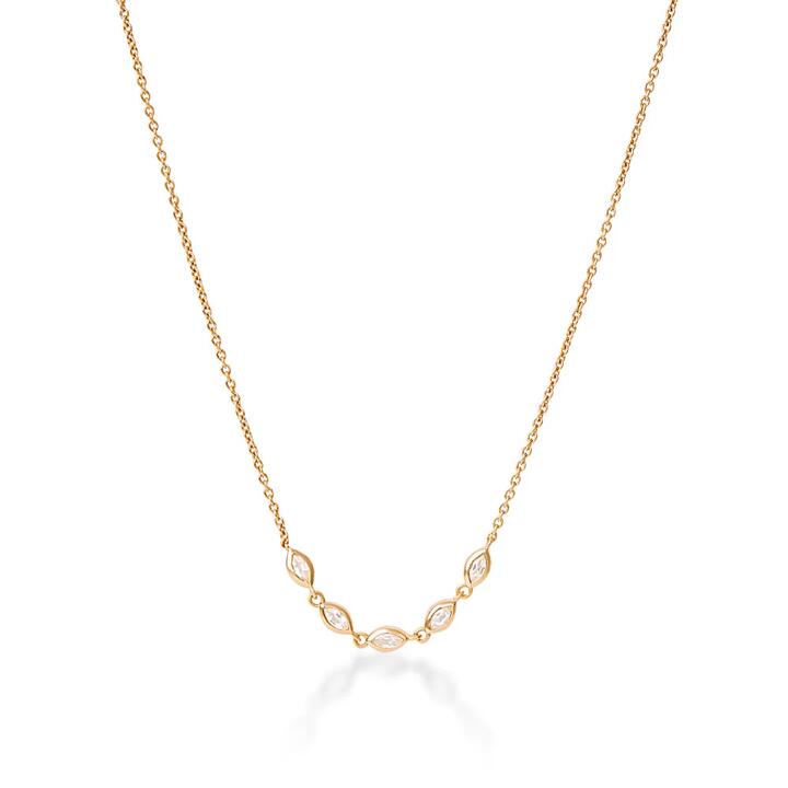 Image of Necklaces. Productname: Cubic Zirconia Marquise Necklace in 18kt Gold Plated Sterling Silver in Silver colour by brand - Bevilles