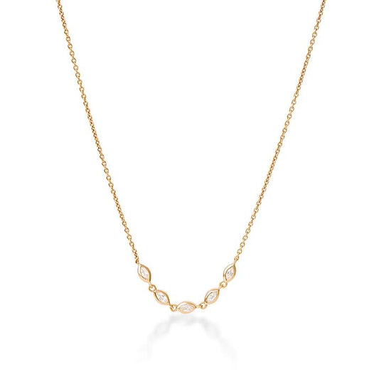 Image of Necklaces. Product name - 45cm Cubic Zirconia Marquise Necklace in 18kt Gold Plated Sterling Silver in colour by brand - Bevilles