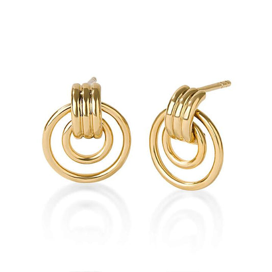 Image of Earrings. Productname: Double Strand Door Knocker Stud Earrings in 18kt Gold Plated Sterling Silver in Silver colour by brand - Bevilles